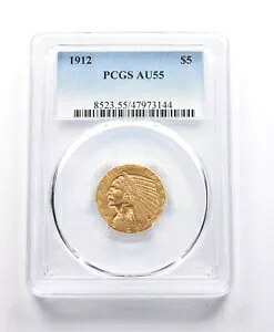 AU55 1912 $5 インディアン ヘッド ゴールド ハーフ イーグル PCGS *2682｜WORLD RESOURCE【KING店】