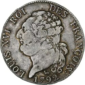 [#135648] フランス、ルイ 16 世、1/2 Ecu de 3 Livres、1792 / AN 4、パリ、シルバー、VF