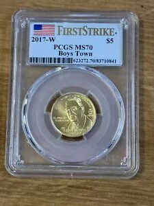 2017-W G$5 ボーイズ タウン センテニアル PCGS MS70 (ファースト ストライク ラベル)画像