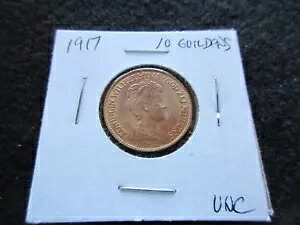 1917 10 グルダー金貨、オランダ、ウィルヘルミナ、無評価 #DAY-02769｜WORLD RESOURCE【KING店】