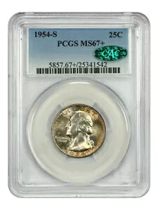 1954-S 25C PCGS/CAC MS67+ - ワシントン クォーター