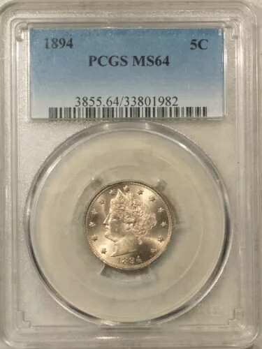 1894 リバティ ニッケル PCGS MS-64、フロスティ!
