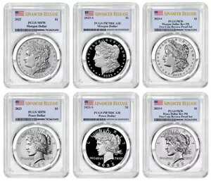 2023 (MS70/PR70) 6 コイン セット $1 モルガン & ピース ドル AR 先行リリース PCGS