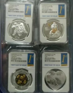 4 個 2016 中国銀貨 S10Y 吉祥文化発行初日 PF 69 NGC 318,780円