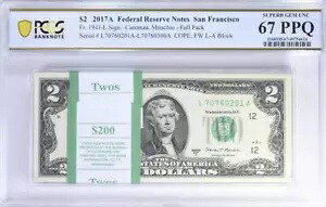 神父様1941-L 2017A $2 パック $200 額面 サンフランシスコ PCGS 67 PPQ
