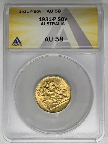 1931-P オーストラリア ゴールド ソブリン コイン ANACS AU 58