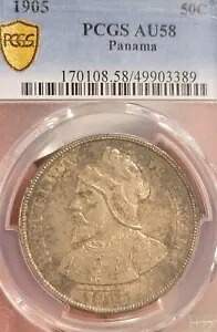 パナマ 1905 50 チンクエンタ、レア PCGS 58 素晴らしいオリジナルのシャープなディテール/光沢。｜WORLD RESOURCE【KING店】
