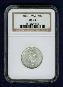 ハワイ カラカウア I 1883 クォータードル / 25 セント 未流通 認定 NGC MS64｜WORLD RESOURCE【KING店】