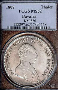 ドイツ ドイツ バイエルン州 1808 ターラーコイン Thaler PCGS MS 62 ステンペルグランツ RARE｜WORLD RESOURCE【KING店】