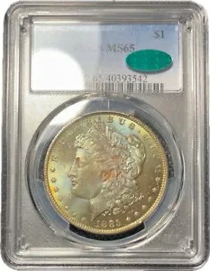 1885 O $1 モーガン シルバー ダラー PCGS MS65 CAC カラー/トーン|WORLD RESOURCE【KING店】