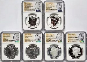 2023 ( MS70 PF70 ) 6 コイン セット $1 モルガン & ピース シルバー ダラー FDOI NGC FDI|WORLD RESOURCE【KING店】