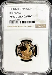 1988 ゴールド イギリス 25 ポンド 1/4 オンス ブリタニア コイン NGC プルーフ 69 ウルトラ カメオ|WORLD RESOURCE【KING店】