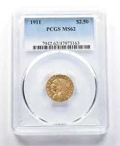 MS62 1911 $2.50 インディアン ヘッド ゴールド クォーター イーグル PCGS *2772|WORLD RESOURCE【KING店】