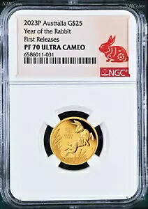 2023 P オーストラリア プルーフ ゴールド $25 旧暦ウサギ NGC PF70 1/4 オンス コイン FR｜WORLD RESOURCE【KING店】 323,235円