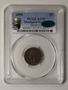 1890 1C Indian Cent - タイプ 3 ブロンズ ミスアライメント ダイス FS-901 S-16 PCGS AU53 (...｜WORLD RESOURCE【KING店】