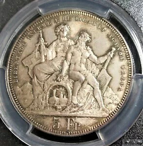 スイス: 連盟「ルガーノ射撃祭」 5 フラン 1883 MS65+ PCGS。|WORLD RESOURCE【KING店】