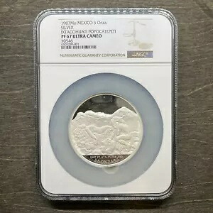 1987 メキシコ 5 オンザ ???? Ixtaccihuati Popocatepeti Libertad Proof PR67 PCGS|WORLD RESOURCE【KING店】