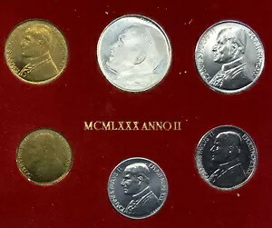 1980年 バチカン市国 教皇ヨハネ・パウロ2世 シルバー リラ イタリア イタリア 6コインSET i114744｜WORLD RESOURCE【KING店】