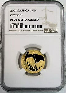 2001 ゴールド 南アフリカ 1/4 ナチュラ 1/4 オンス コイン ジェムブック NGC プルーフ 70 ウルトラ カメオ|WORLD RESOURCE【KING店】