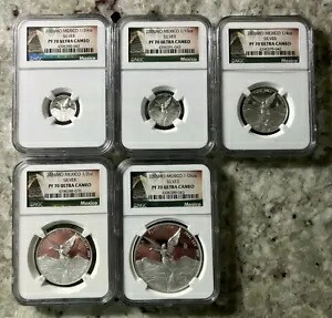 2016 メキシコ プルーフ シルバー リベルタ オンザ - 5 コインセット NGC PF70 UC 箱付き!
