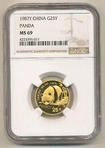 1987Y チャイナ ゴールド パンダ G25Y 1/4 オンス NGC MS69|WORLD RESOURCE【KING店】