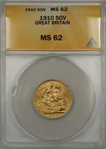 1910年 イギリスソブリン金貨 ANACS MS-62 (AMT)|WORLD RESOURCE【KING店】