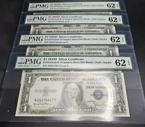 (4) 連続シリアル番号 1935-D $1 Fr. 1613sub18 シルバー証明書 PMG 62 EPQ|WORLD RESOURCE【KING店】