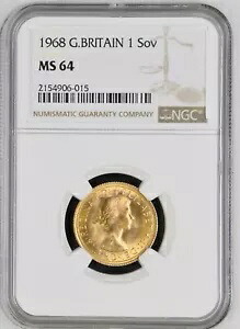1968 エリザベス女王 フルゴールド ソブリン - NGC MS64｜WORLD RESOURCE【KING店】