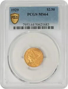 1929 $2 1/2 ゴールド インディアン $2.5 MS64 PCGS セキュア 949251-8｜WORLD RESOURCE【KING店】