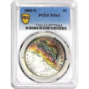 1885o PCGS MS63 - これは MS64 でした - 素晴らしいレインボー トーンのモーガン ドル｜WORLD RESOURCE【KING店】