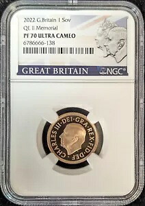 英国 2022 ゴールド 1 ソブリン NGC PF70UC チャールズ 3 世女王 2 世記念碑｜WORLD RESOURCE【KING店】