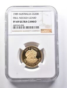 1989 オーストラリア 200 ドル ゴールドエリマキトカゲ PF69 UCAM NGC *1021｜WORLD RESOURCE【KING店】