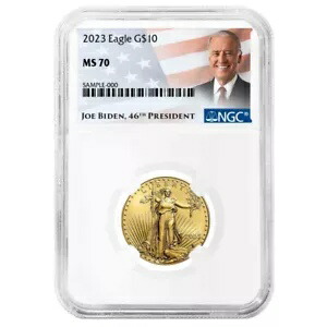 2023 $10 アメリカン ゴールド イーグル 1/4 オンス NGC MS70 バイデン ラベル