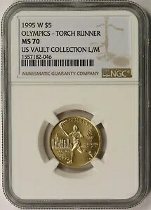 1995-W 聖火ランナー モダン ゴールド 記念 $5 MS 70 NGC 米国保管庫コレクション｜WORLD RESOURCE【KING店】
