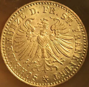エラー!ダイクラッシュ! 1864 シルバー 1 クロイツァー ジャーマン ステイツ フランクフルト 素晴らしい BU の形状!