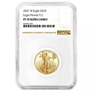 2021-W プルーフ $10 タイプ 2 アメリカン ゴールド イーグル 1/4 オンス NGC PF70UC ブラウン ラベル｜WORLD RESOURCE【KING店】