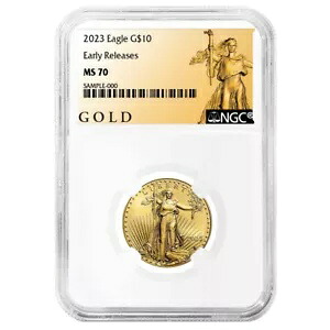 2023 $10 アメリカン ゴールド イーグル 1/4 オンス NGC MS70 ER ALS ラベル