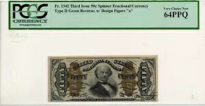 FR 1342 - 50 セント第 3 号フラクショナル - 「a」付き - タイプ 2 - PCGS 64 PPQ - 希少!!｜WORLD RESOURCE【KING店】