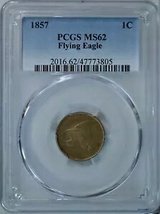 1857 フライング イーグル セント、PCGS MS62......タイプ コイン会社