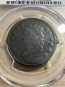 1809 ラージ セント、PCGS VF ディテール、レア デイト、送料無料