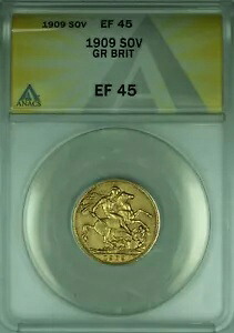 1909年 イギリスソブリン金貨 キングエドワード7世 ANACS EF-45｜WORLD RESOURCE【KING店】 728,200円