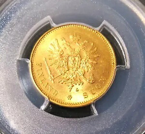 フィンランド：ロシア公国。ニコライ二世 ゴールド 20 マルカー 1904-L MS62 PCGS。 316,305円