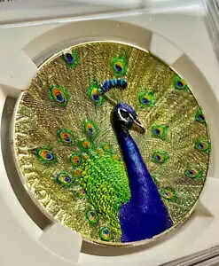 NGC PF 70 ULTRA CAMEO 2015 素晴らしいライフクックです。 S$5 ピーコックカラーコイン