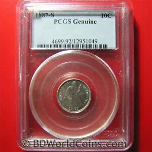 1887-S シルバー ダイム シーテッド リバティ 10 セント PCGS 本物の収集可能 米国 米国コイン｜WORLD RESOURCE【KING店】