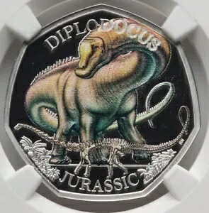 2024 ディプロドクス 象徴的な標本 イギリス 英国 シルバー カラー化コイン NGC PF70｜WORLD RESOURCE【KING店】