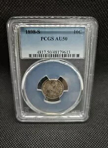 1898-S BARBER シルバー ダイム PCGS AU50 ロー ミント 170 万! 10c AU 50 US コイン。トナー?|WORLD RESOURCE【KING店】
