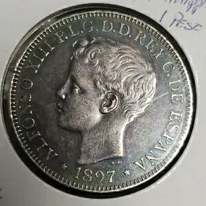 フィリピン 1 ペソ スペイン貨幣 子供アルフォンソ 13 世 XF 銀貨 1897|WORLD RESOURCE【KING店】