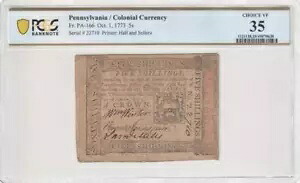 神父様PA-166 1773 年 10 月 1 日 5s 植民地通貨ホールとセラーズ PCGS VF35|WORLD RESOURCE【KING店】