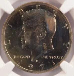 1971-S 50c プルーフ ケネディ ハーフ ストロング クラッシュ ダイ NGC PF65|WORLD RESOURCE【KING店】