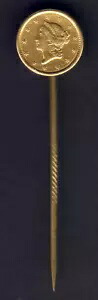 アメリカ (1849-54) リバティヘッド ゴールド ダラー - ラペルピンに.. 5.4cm
